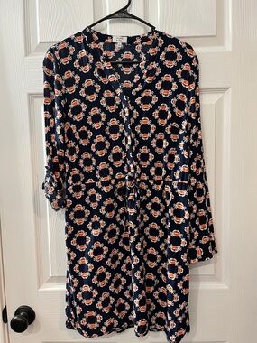 crown & ivy Navy Dress with Orange and White Crab Print